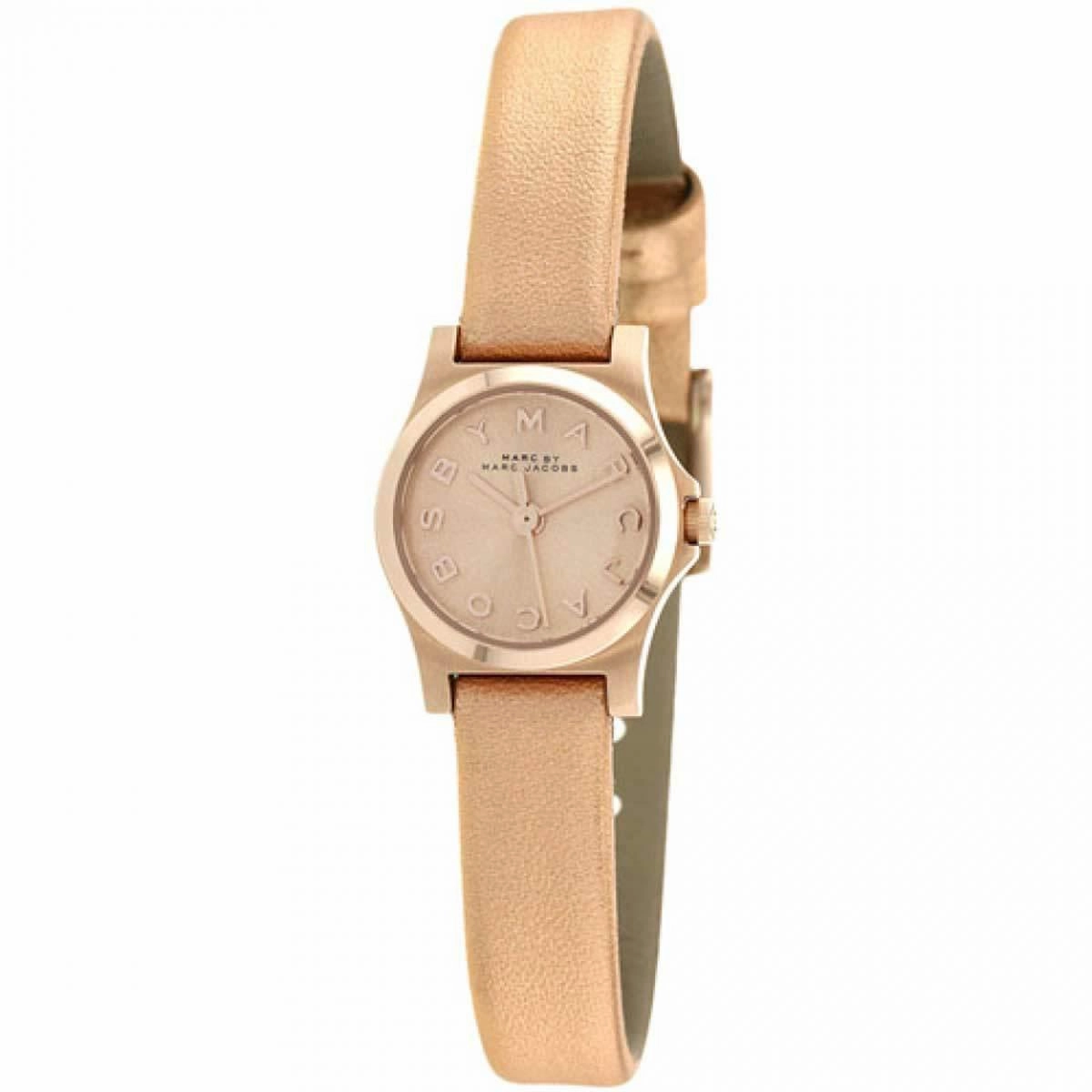 Marc by Marc Jacobs Women's Leather Strap Watch - Henry Dinky Rose Gold Dial | MBM1298