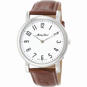 Mathey Tissot Men's Watch - City Quartz White Dial Brown Leather Strap | H611252AG