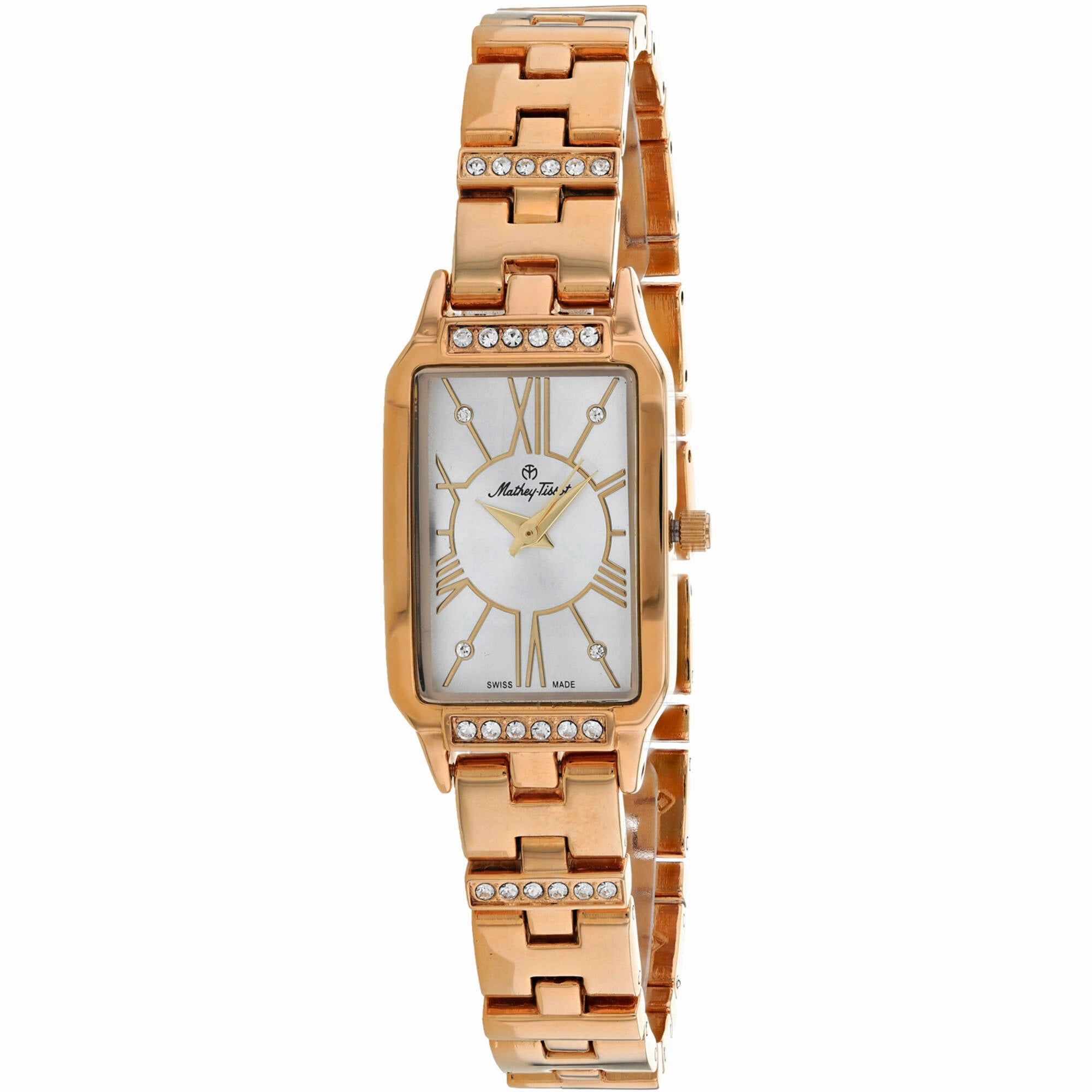 Mathey Tissot Women's Watch - Classic Silver Dial Rose Gold Steel Bracelet | D2881PI