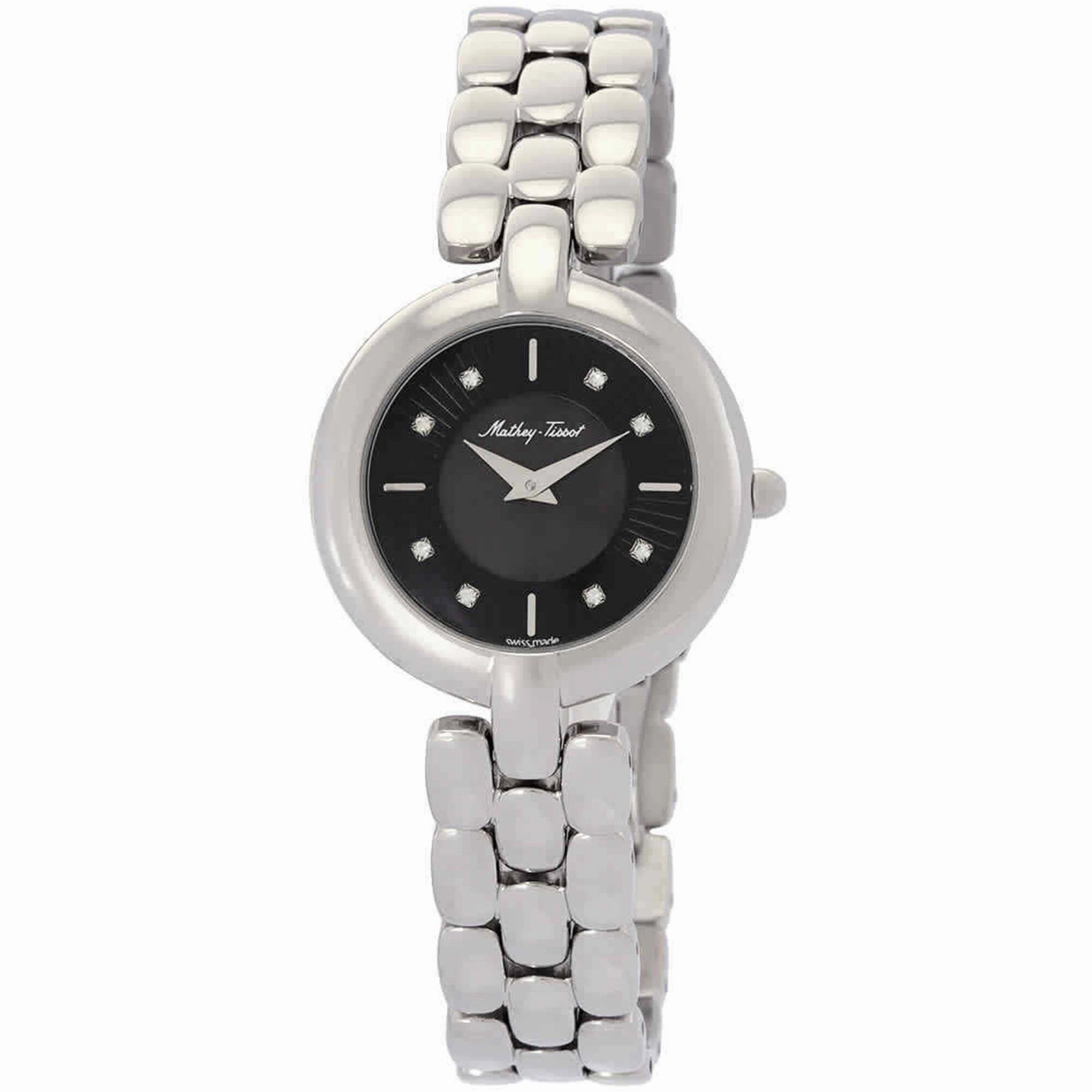 Mathey Tissot Women's Watch - Farah Black Dial Stainless Steel Bracelet | D956AN