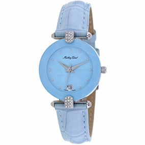 Mathey Tissot Women's Watch - Pyramide Quartz Blue Dial Leather Strap | P318F