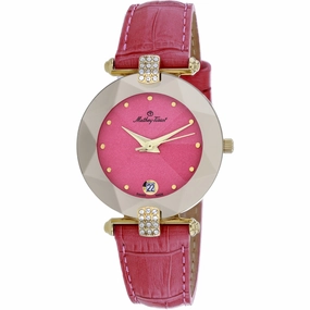 Mathey Tissot Women's Watch - Pyramide Quartz Pink Dial Leather Strap | P317M