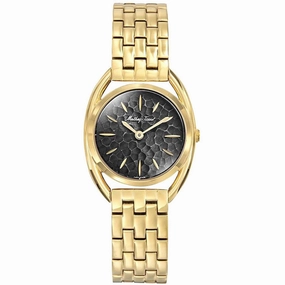 Mathey Tissot Women's Watch - Saphira Black Dial Yellow Gold Steel Bracelet | D933PYN