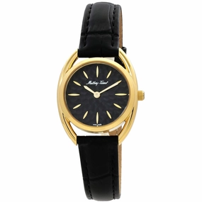 Mathey Tissot Women's Watch - Saphira Yellow Gold Case Black Dial Strap | D933PLYN