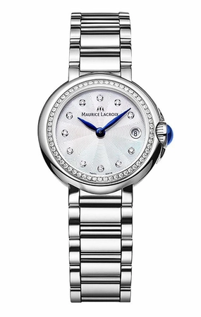 Maurice Lacroix Fiaba Stainless Steel Diamonds Mother-of-Pearl Dial Date Quartz Womens Watch FA1003-SD502-170-1