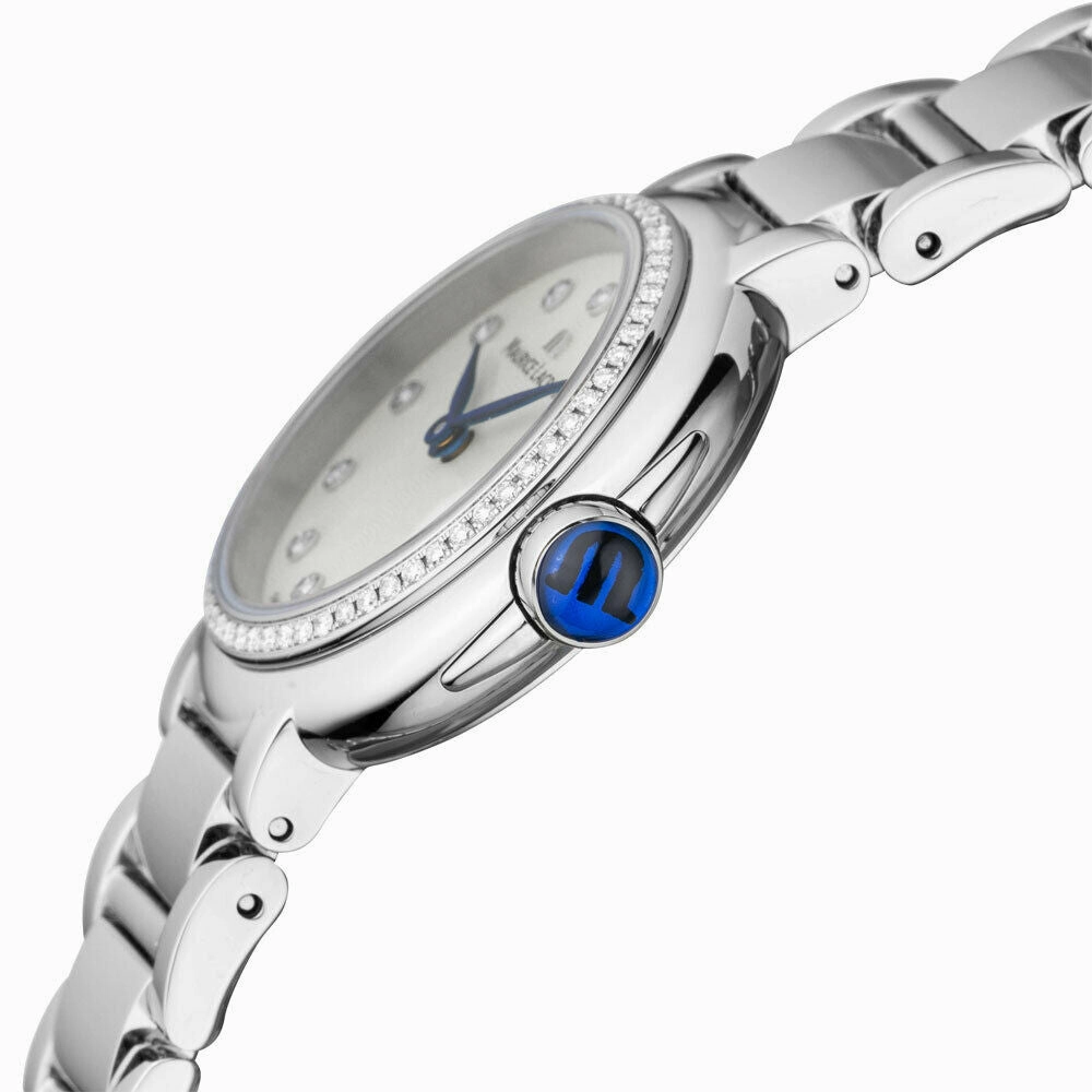 Maurice Lacroix Fiaba Stainless Steel Diamonds Mother-of-Pearl Dial Date Quartz Womens Watch FA1003-SD502-170-1