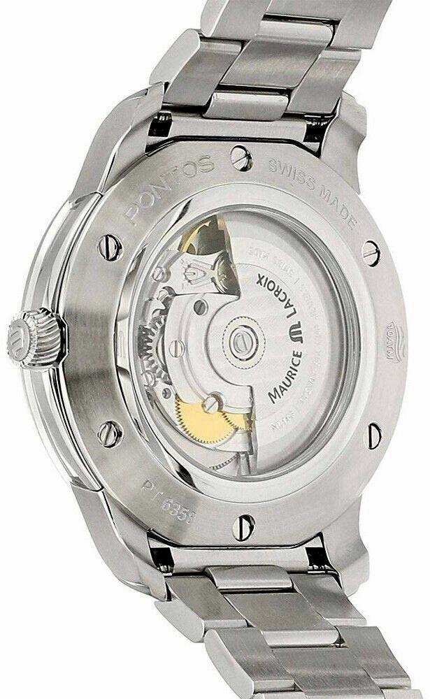 Maurice Lacroix Pontos Stainless Steel Blue Dial Day-Date Automatic Mens Watch PT6358-SS002-430-1