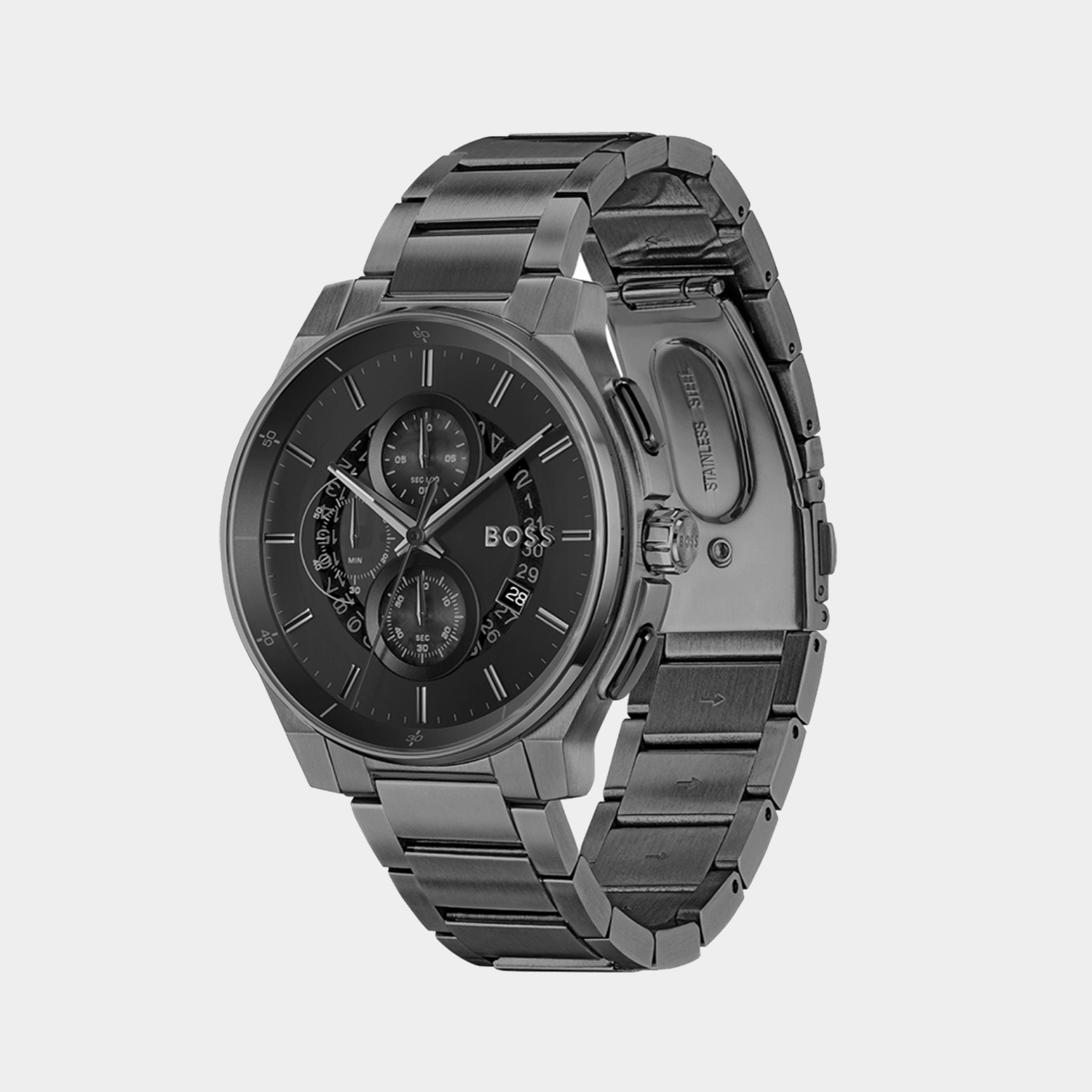 Men Quartz Black Dial Chronograph Stainless Steel Watch 1514192