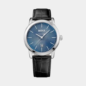 Men Quartz Blue Dial Analog Leather Watch 1513400