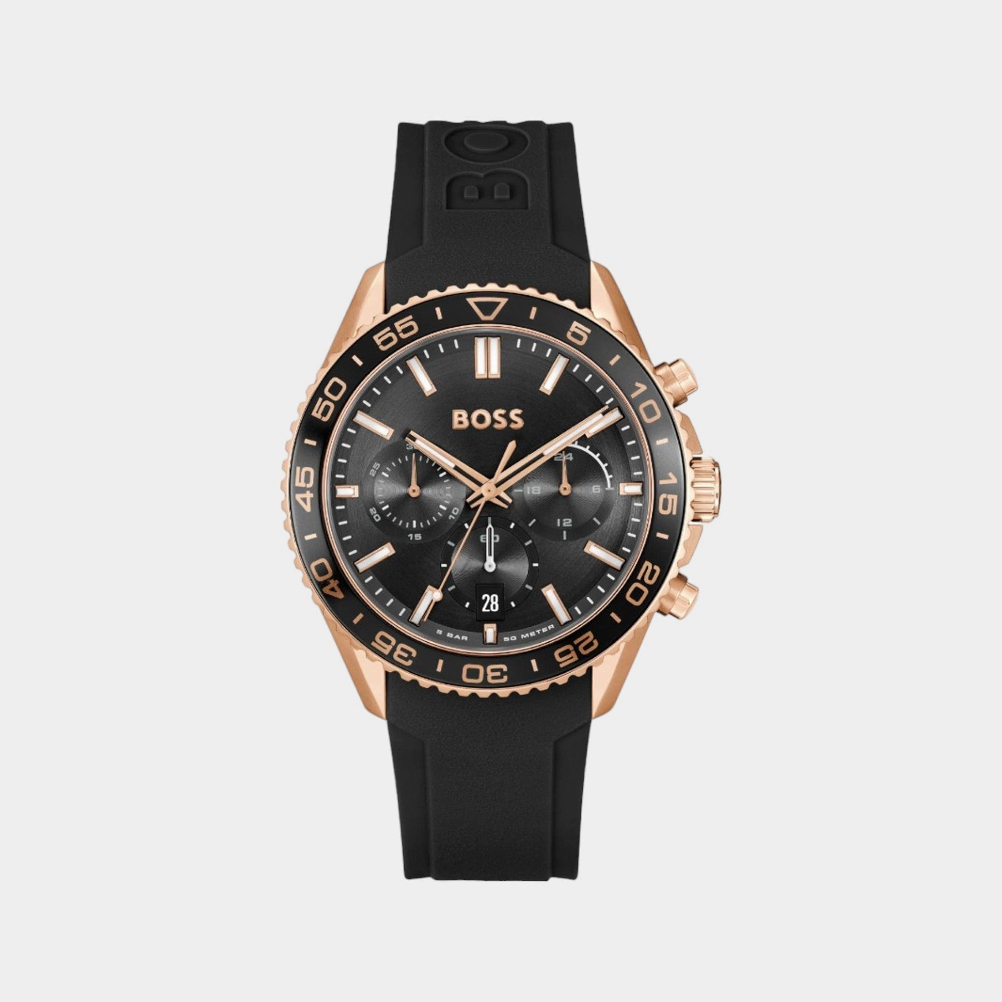 Men's Black Dial Quartz Chronograph Silicone Watch 1514168
