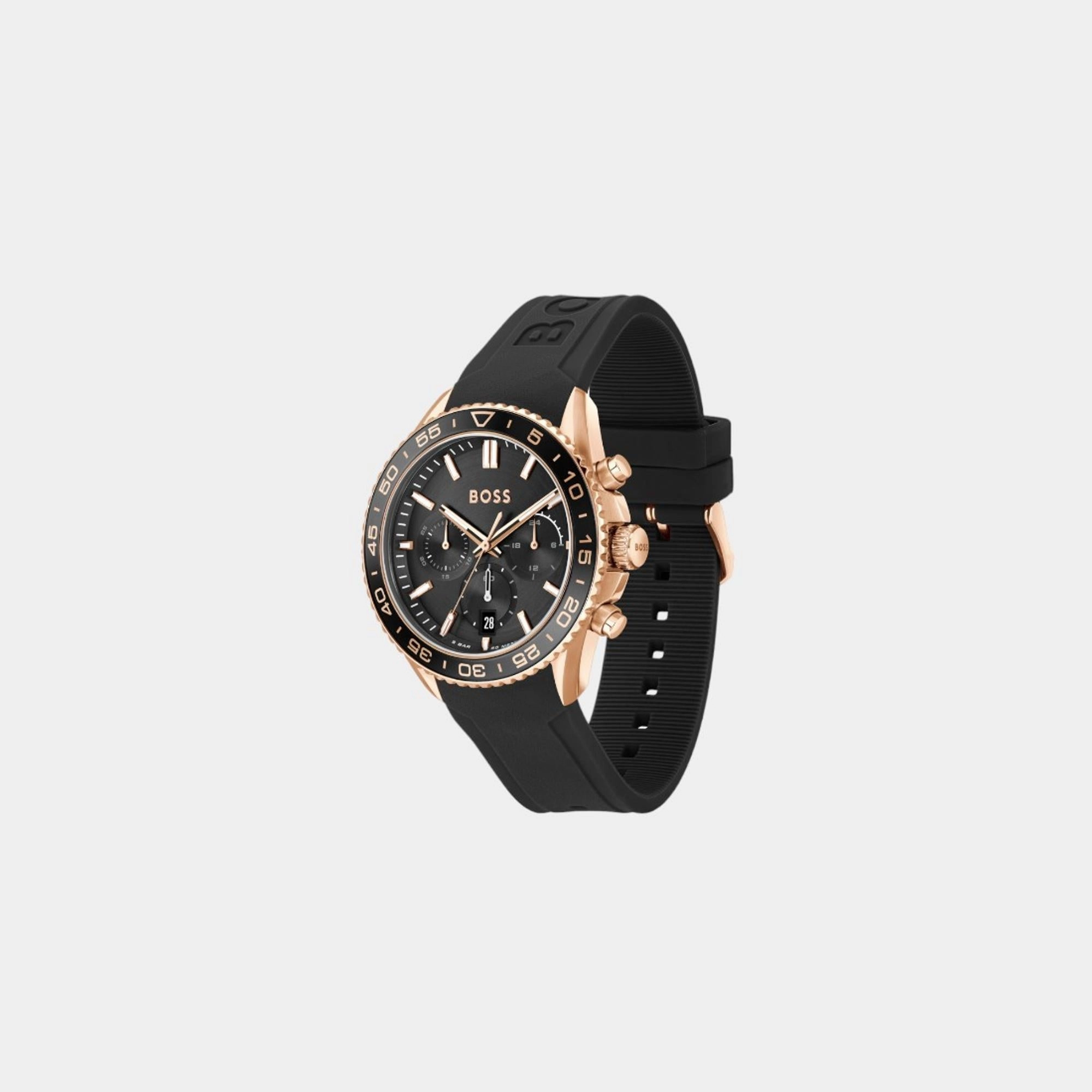 Men's Black Dial Quartz Chronograph Silicone Watch 1514168