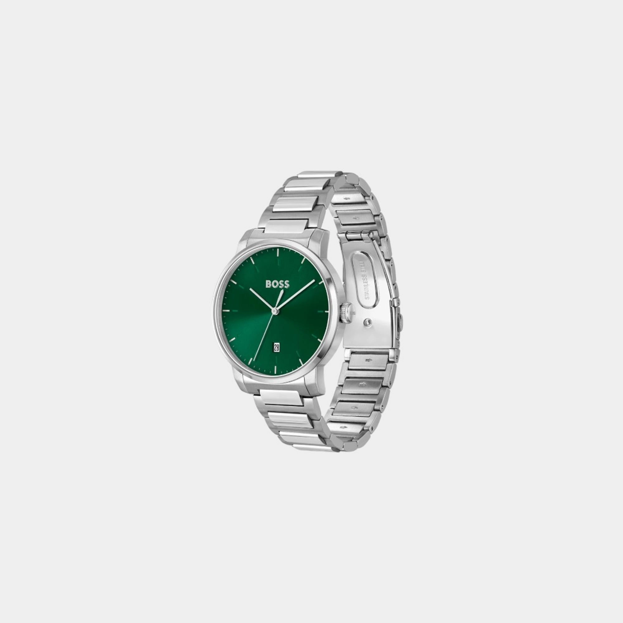 Men's Quartz Analog Green Dial Stainless Steel Watch 1514134