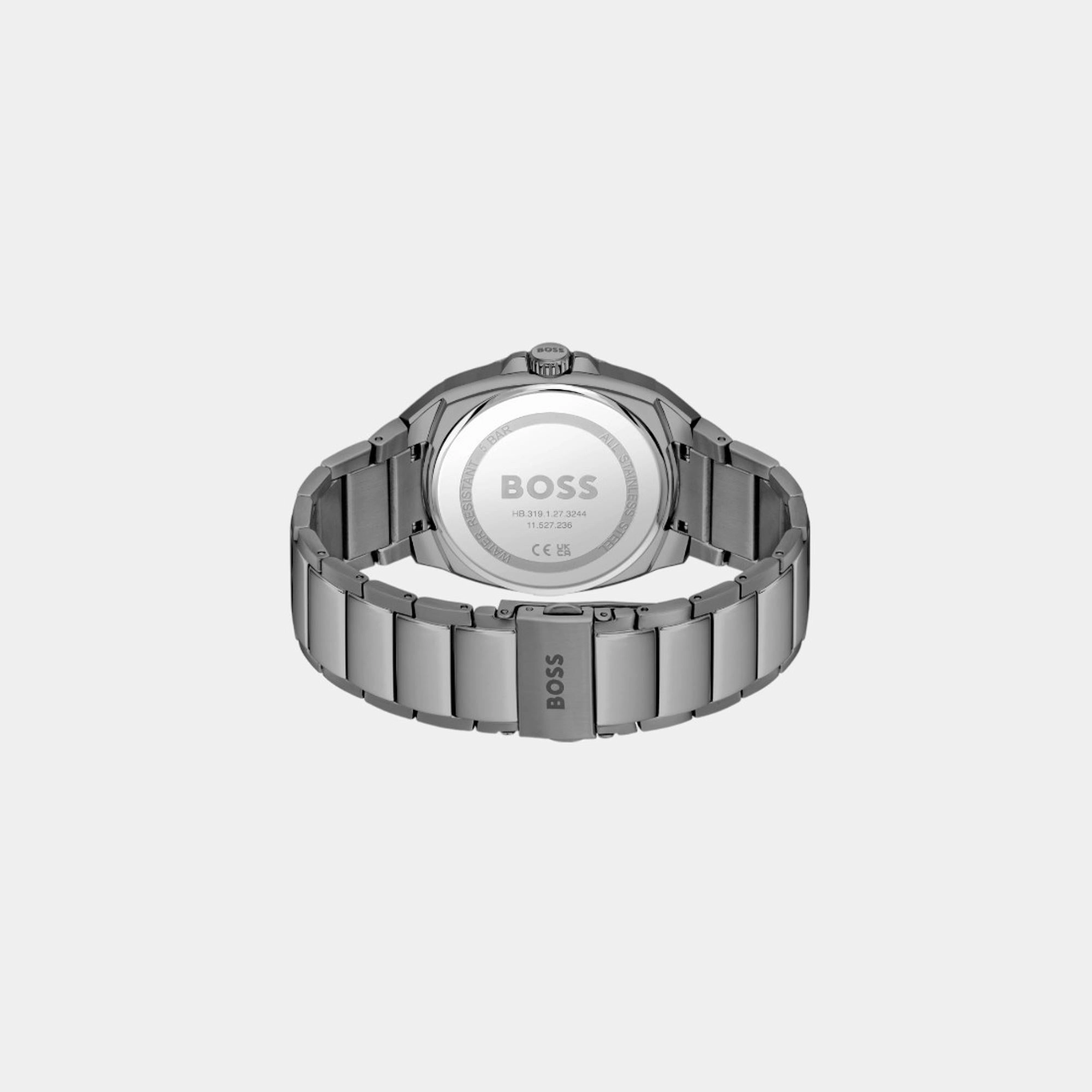 Men's Quartz Analog Grey Dial Stainless Steel Watch 1514137
