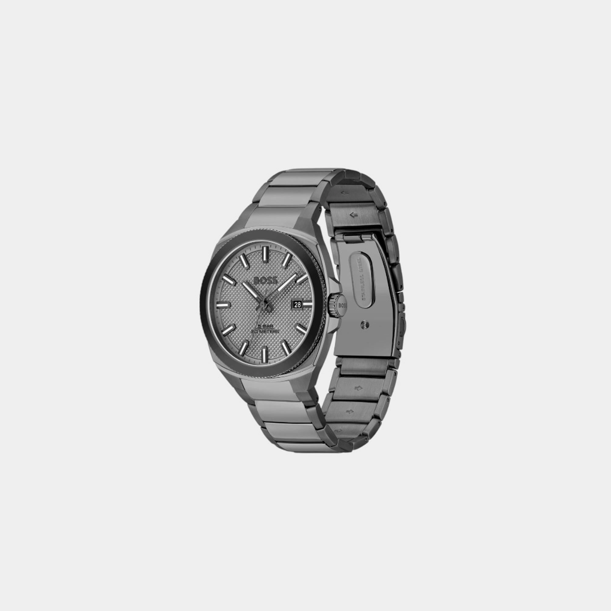 Men's Quartz Analog Grey Dial Stainless Steel Watch 1514137