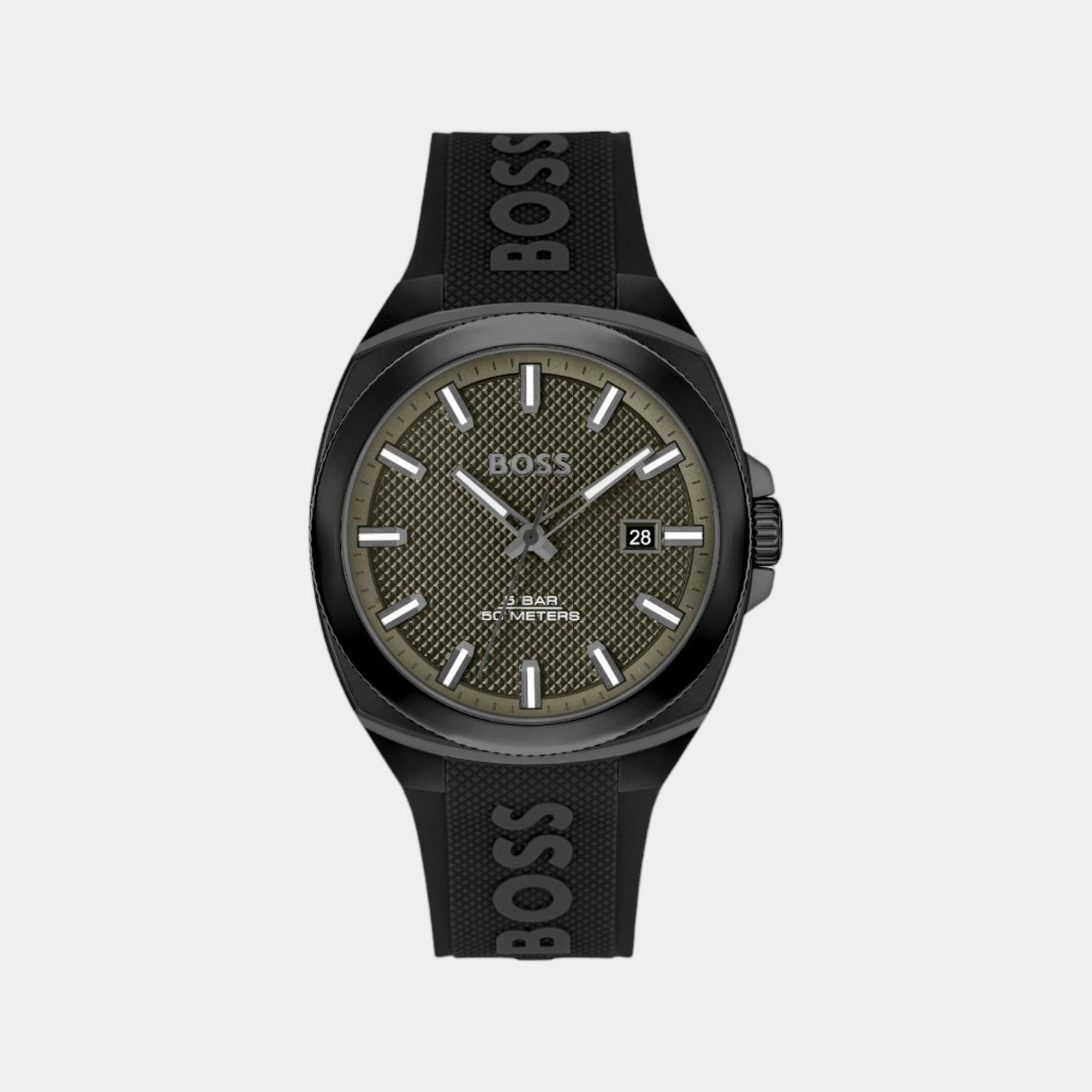 Men's Quartz Analog Olive Green Dial Silicone Watch 1514140