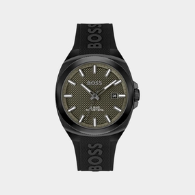 Men's Quartz Analog Olive Green Dial Silicone Watch 1514140