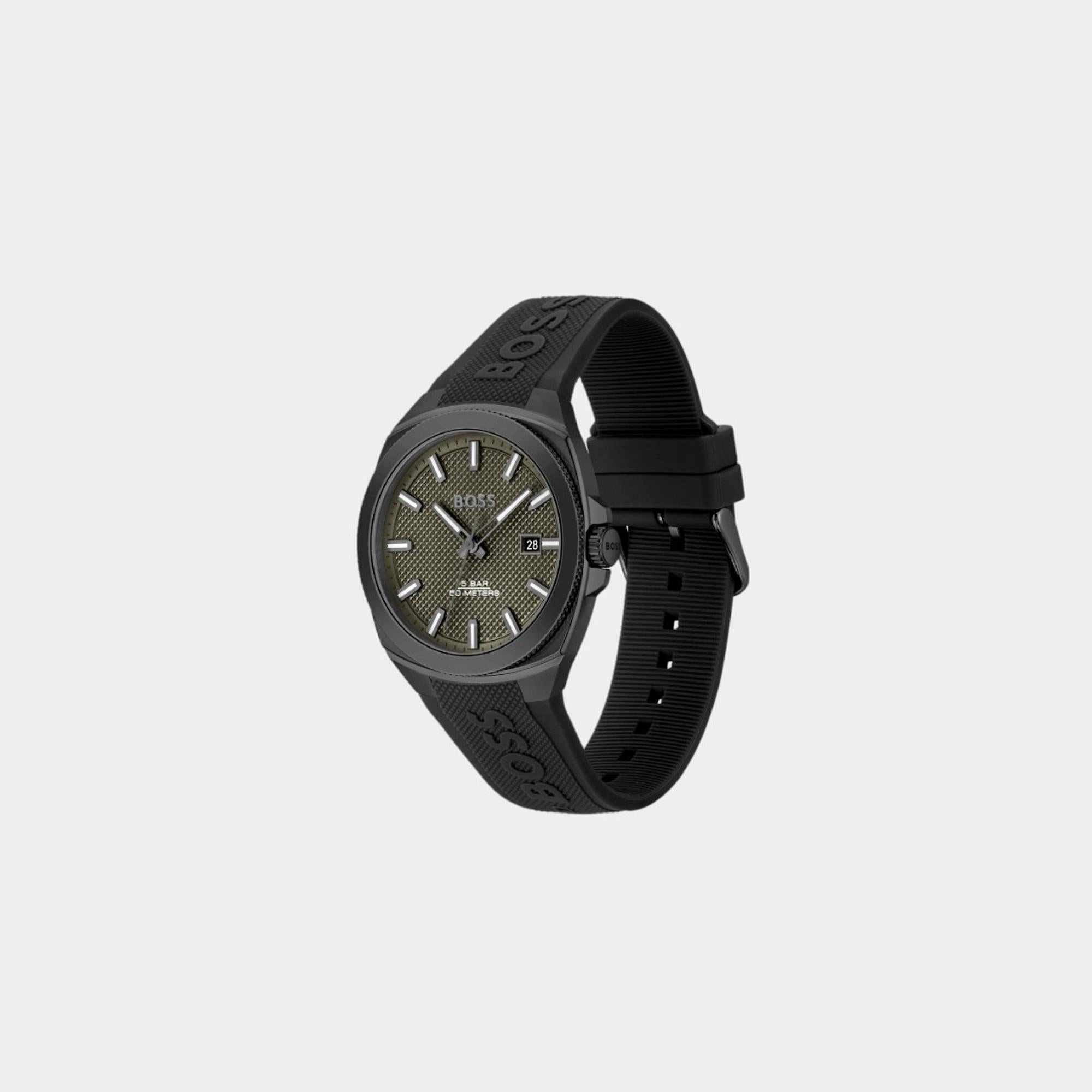 Men's Quartz Analog Olive Green Dial Silicone Watch 1514140