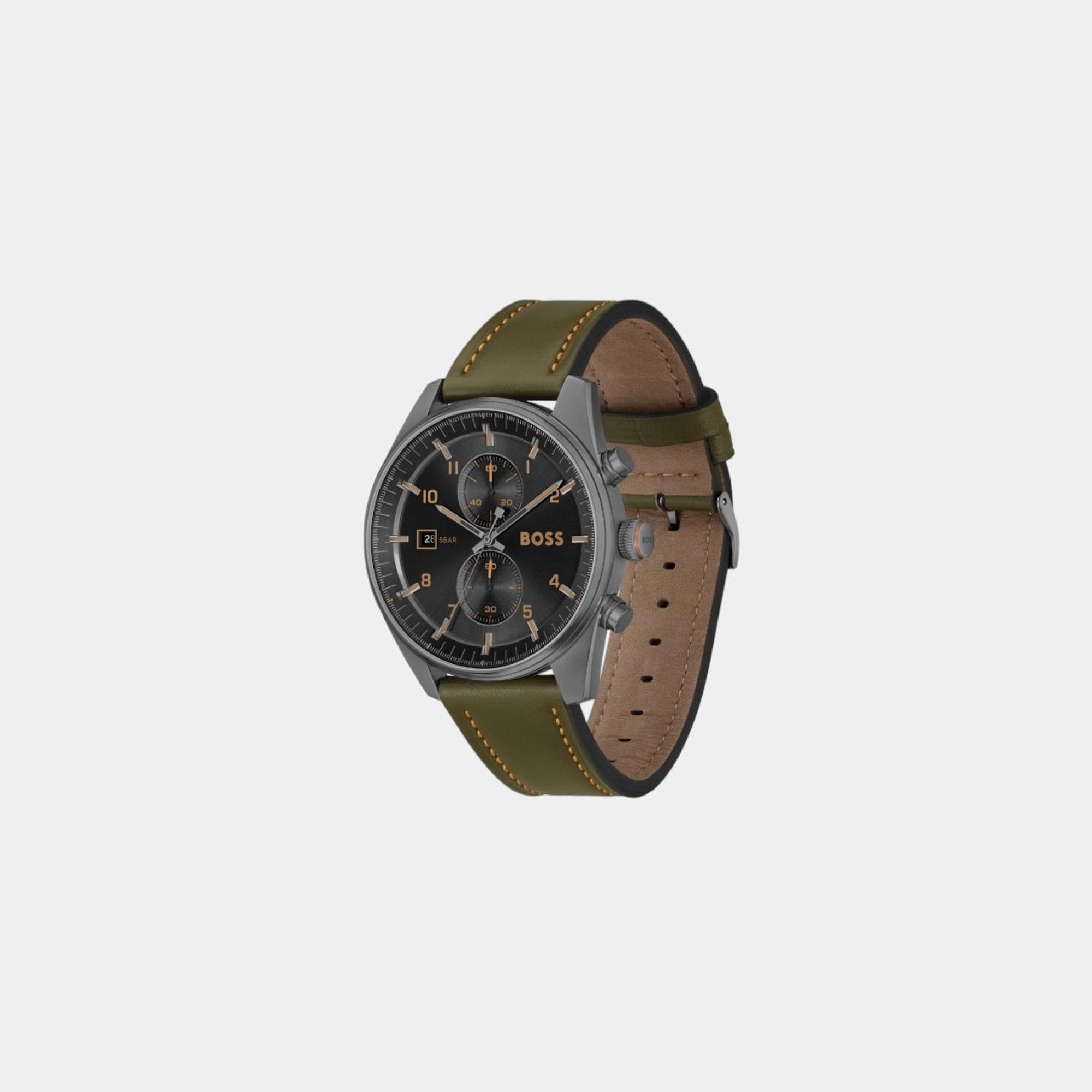 Men's Quartz Chronograph Black Dial Leather Watch 1514148