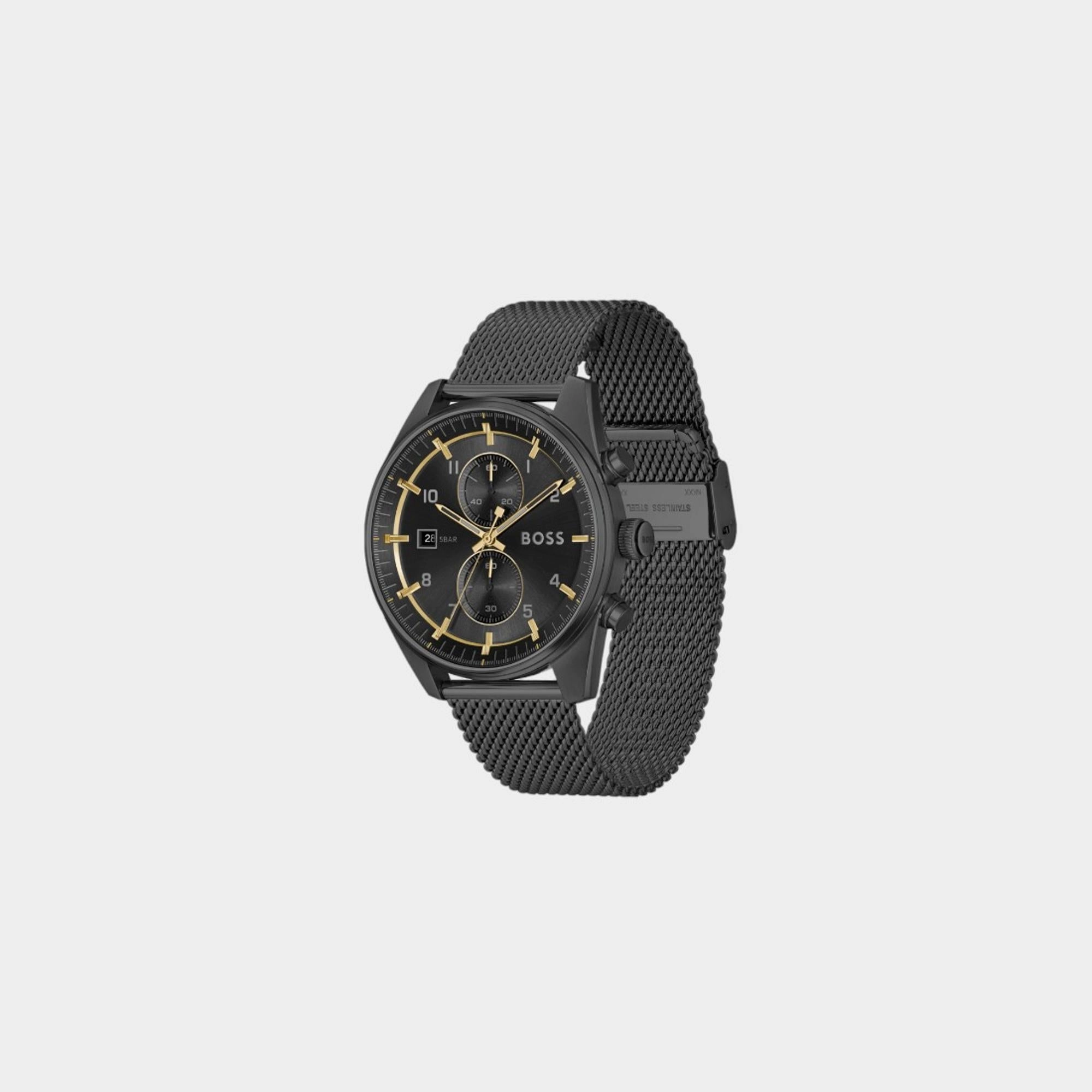 Men's Quartz Chronograph Black Dial Mesh Watch 1514150
