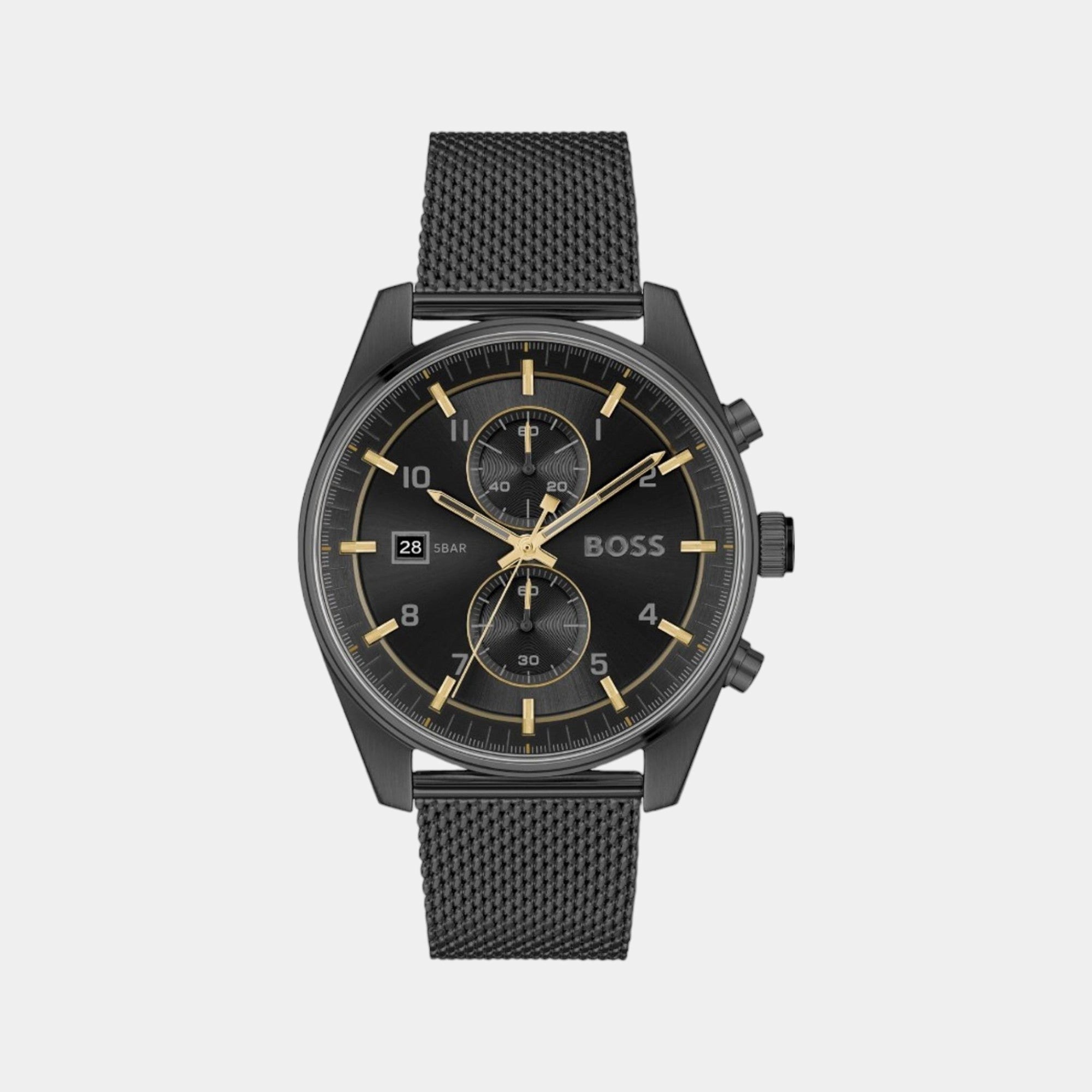 Men's Quartz Chronograph Black Dial Mesh Watch 1514150