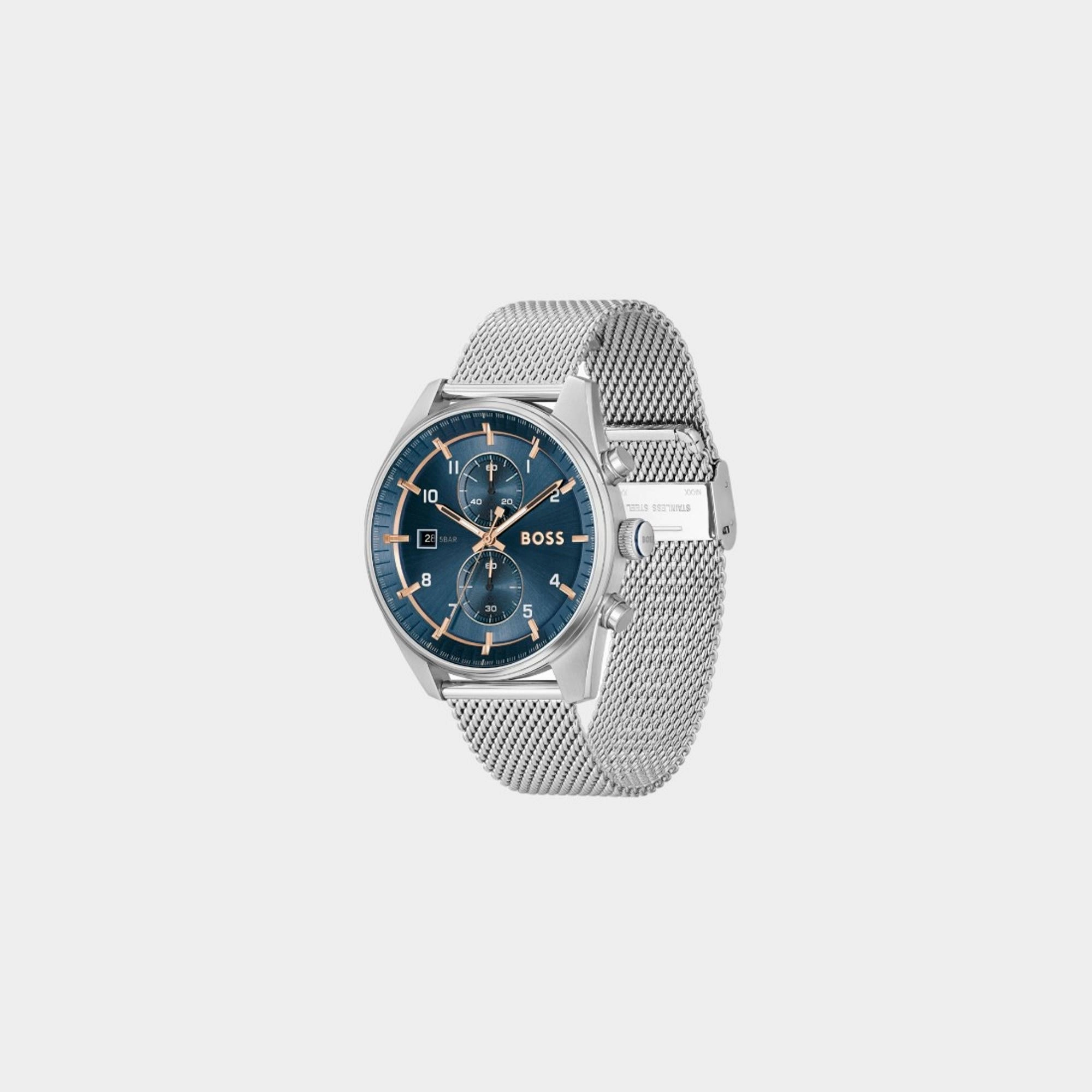 Men's Quartz Chronograph Blue Dial Mesh Watch 1514149