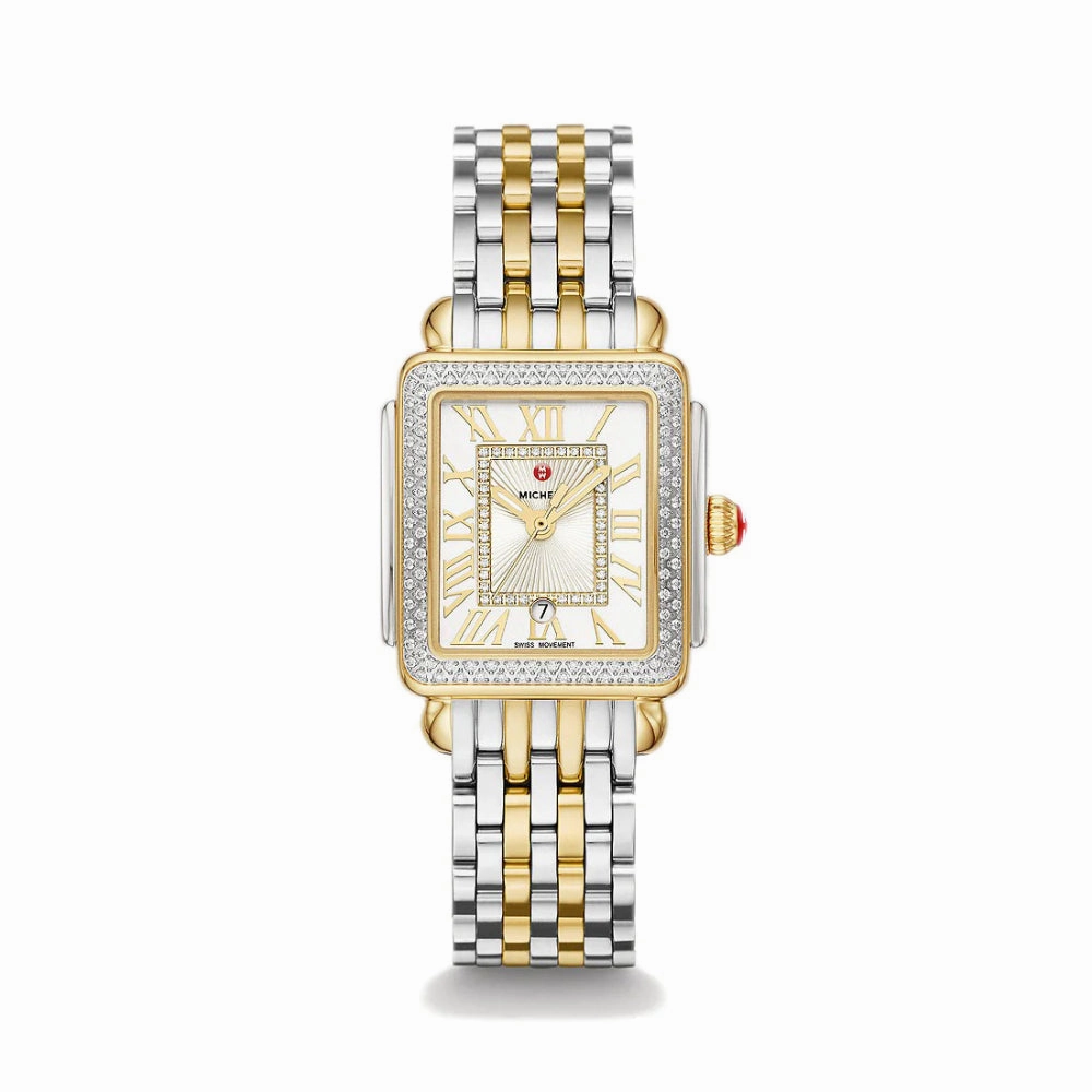 Michele Deco Madison Mid Two-Tone 18k Gold-Plated Diamond Watch