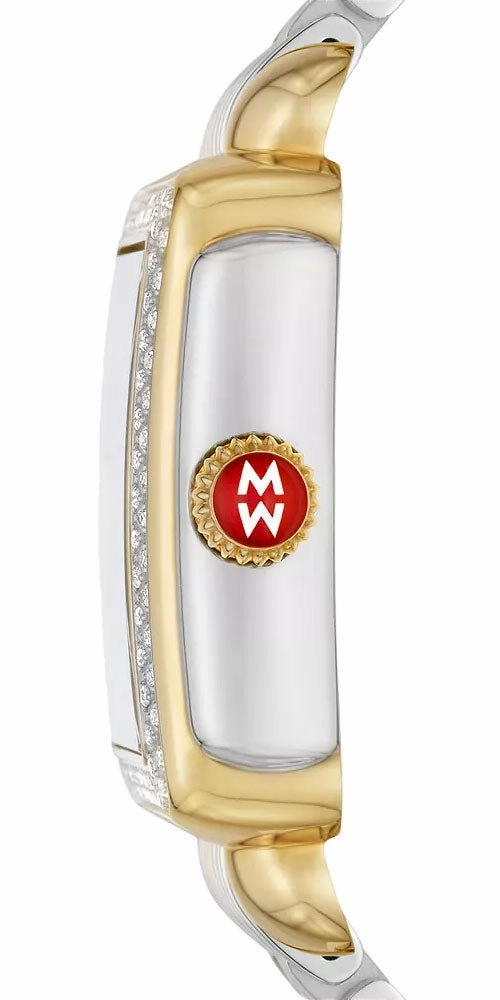 Michele Deco Madison Two-Tone Steel Diamonds Purple Mother-of-Pearl Dial Rectangle Womens Watch MWW06T000248