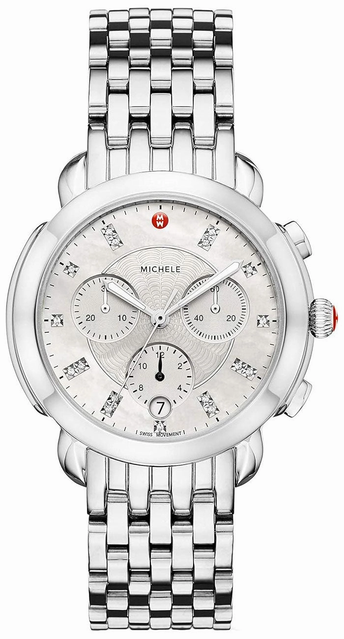 Michele Sidney Chronograph Stainless Steel Diamonds Mother-of-Pearl Dial Womens Watch MWW30A000015