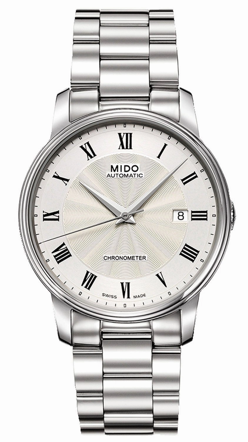 Mido Baroncelli Automatic Stainless Steel Chronometer Silver Dial Date Mens Watch M010.408.11.033.00