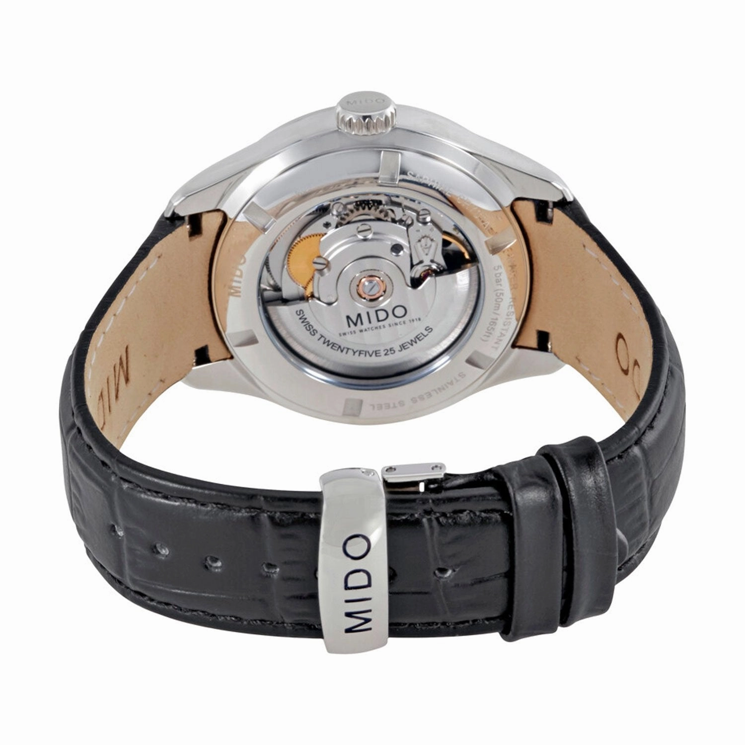 Mido Belluna II Heures & Minutes Decentrees Automatic Black Leather Strap Men's Watch M024.444.16.031.00