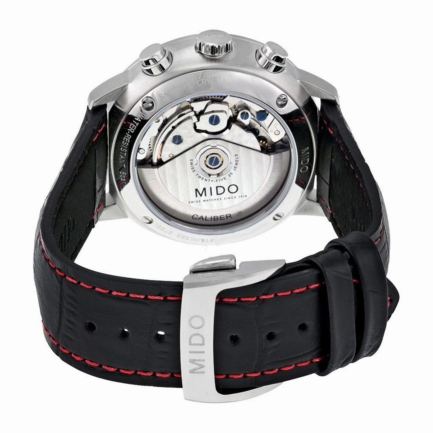 Mido Commander II Automatic Chronograph Black Leather Strap Black Dial Mens Watch M016.414.16.051.00
