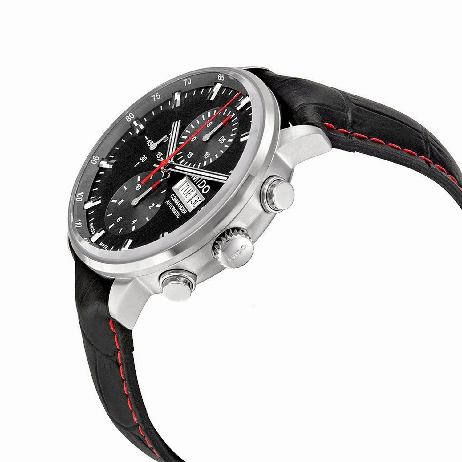 Mido Commander II Automatic Chronograph Black Leather Strap Black Dial Mens Watch M016.414.16.051.00