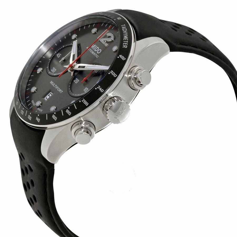 Mido Multifort Automatic Chronograph Black Leather Strap Black Dial Date Mens Watch M025.627.16.061.00