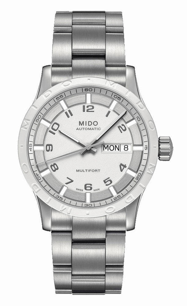 Mido Multifort Stainless Steel White Dial Day-Date Automatic Unisex Watch M018.830.11.012.00