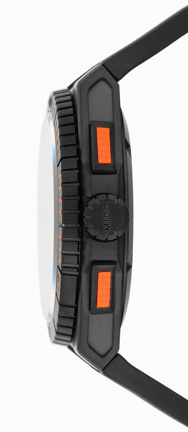 Mido Ocean Star Captain Chronograph Black Dial Date Black Rubber Strap Quartz Divers Mens Watch M023.417.37.051.09