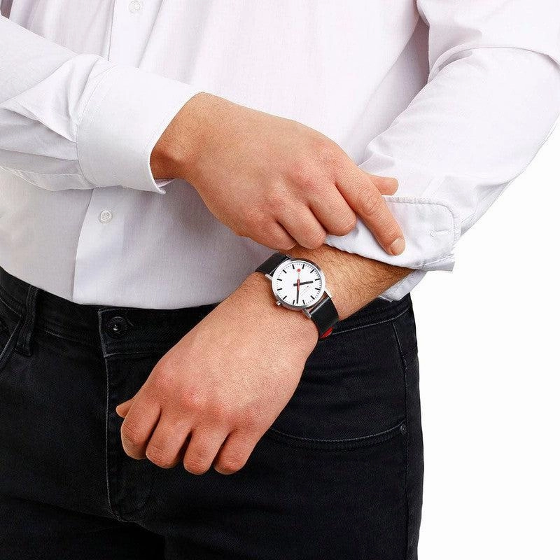 Mondaine Classic Black Grape Leather Analogue Watch 40mm