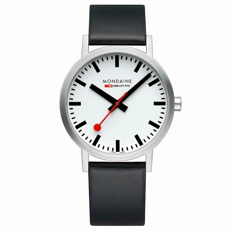Mondaine Classic Black Grape Leather Analogue Watch 40mm
