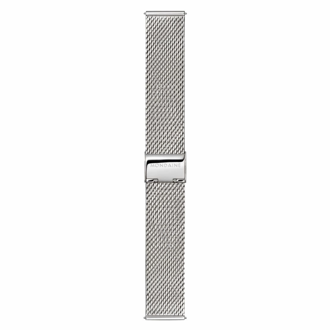 Mondaine Doppio 41mm White Dial Silver Mesh Bracelet Watch MLE.41210.SM