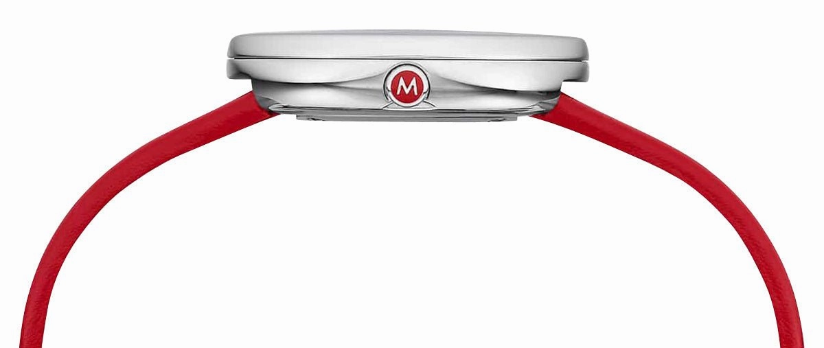 Mondaine Giant Backlight Stainless Steel White Dial Red Leather Strap Quartz Womens Watch MSX.3511B.LC