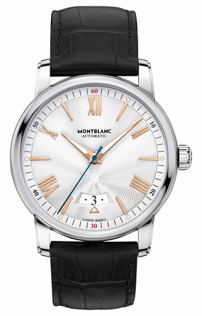 Montblanc 4810 Automatic Stainless Steel Silver Dial Black Leather Strap Date Mens Watch 114841