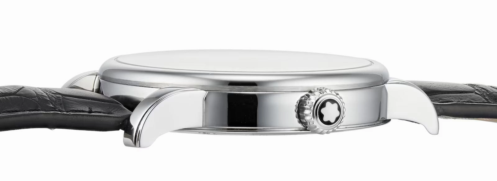 Montblanc 4810 Automatic Stainless Steel Silver Dial Black Leather Strap Date Mens Watch 114841
