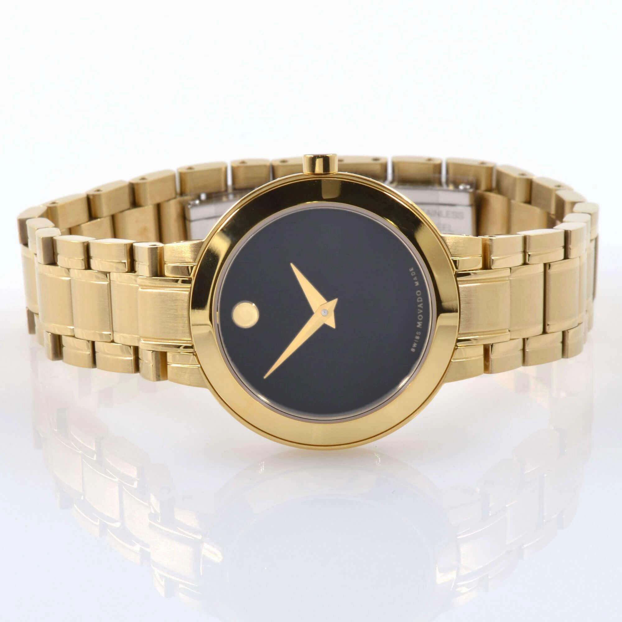 Movado Men's Quartz Watch - Stiri Black Dial Yellow Gold Bracelet | 0607282
