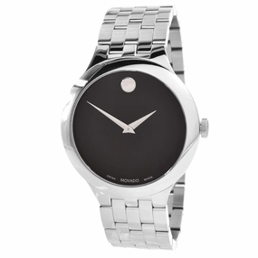 Movado Unisex Quartz Watch - Veturi Black Dial Silver Tone Case Bracelet | 0607415
