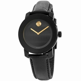Movado Unisex Strap Watch - Bold Swiss Quartz Black Dial Black Leather | 3600527