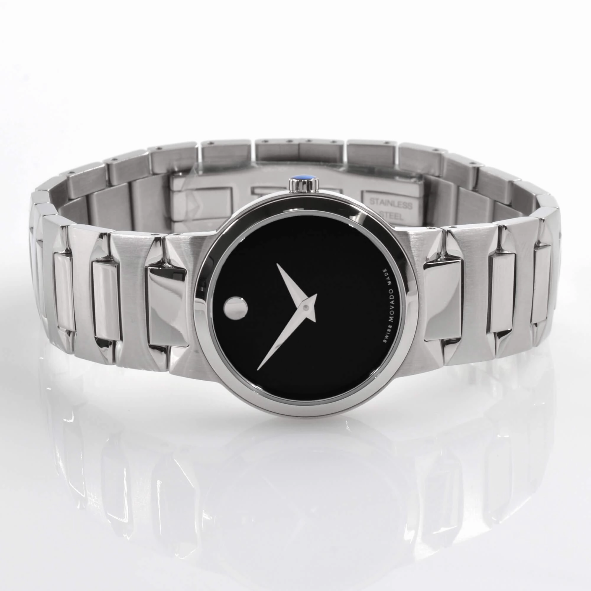 Movado Women's Quartz Watch - Temo Black Dial Stainless Steel Case Bracelet | 0607295