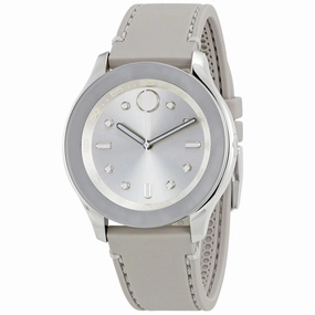 Movado Women's Strap Watch - Bold Swiss Quartz Silver Dial Grey Silicone | 3600412
