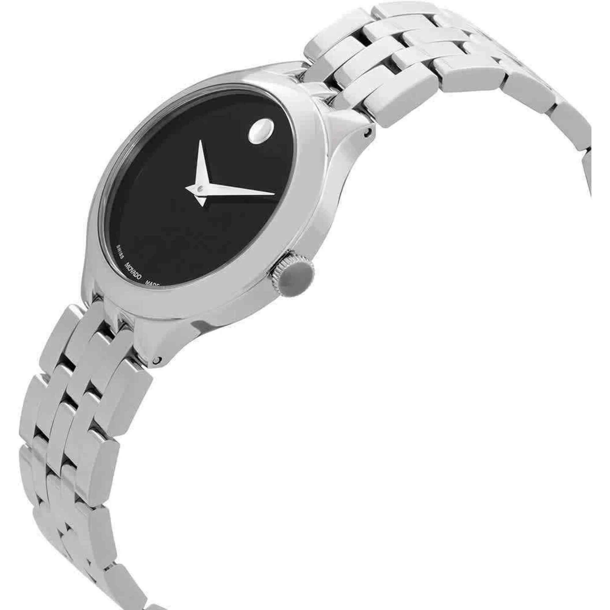 Movado Women's Watch - Veturi Quartz Black Dial Silver Tone Steel Bracelet | 0607418