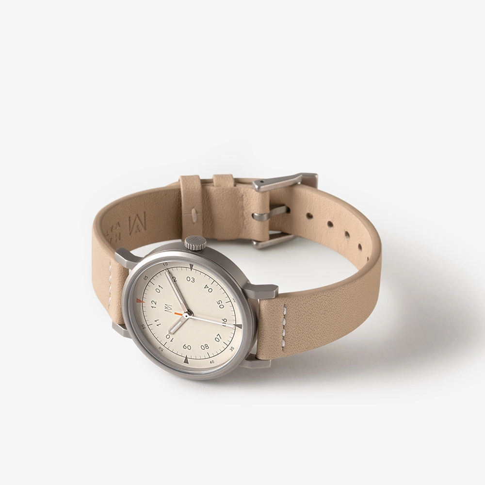 MUS-01 KHAKI P 34MM   Natural Leather Strap Gift Box