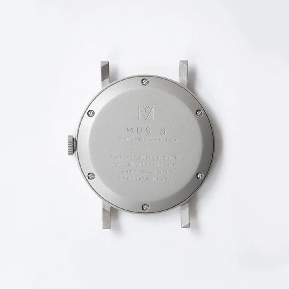 MUS-01 KHAKI P 40MM   Natural Leather Strap Gift Box