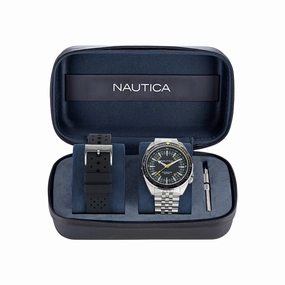 Nautica Mens Nautica Vintage Stainless Steel And Silicone Watch Box Set
